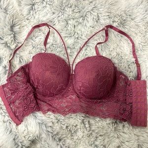 Body Frosting Pink Sexy Push up Bra Corset high waist 36D